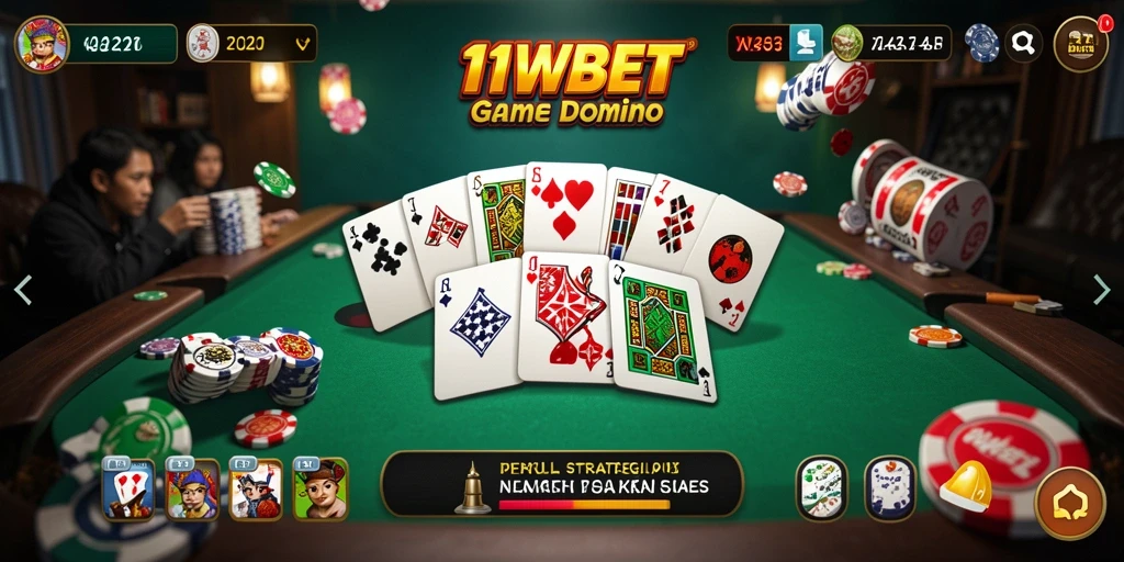 Tampilan gameplay seru di 11WBET dengan domino dan interaksi pemain.