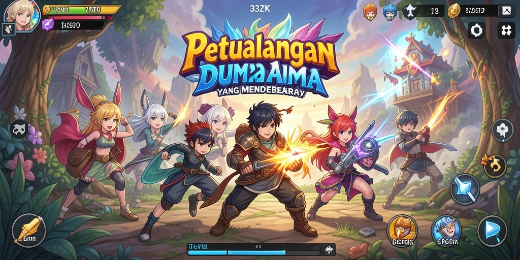 Tampilan gameplay 33ZK dengan karakter Anime yang dinamis dan penuh warna.