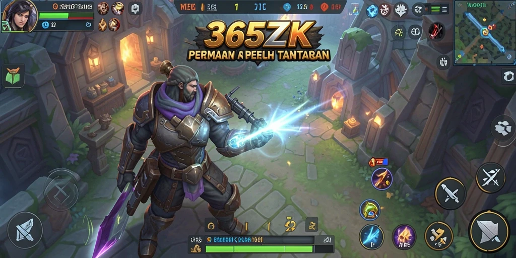Screenshot gameplay menunjukkan medan perang penuh strategi.
