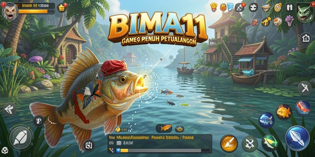 Screenshot gameplay <strong>BIMA11</strong> menunjukkan suasana memancing yang seru dan menegangkan.
