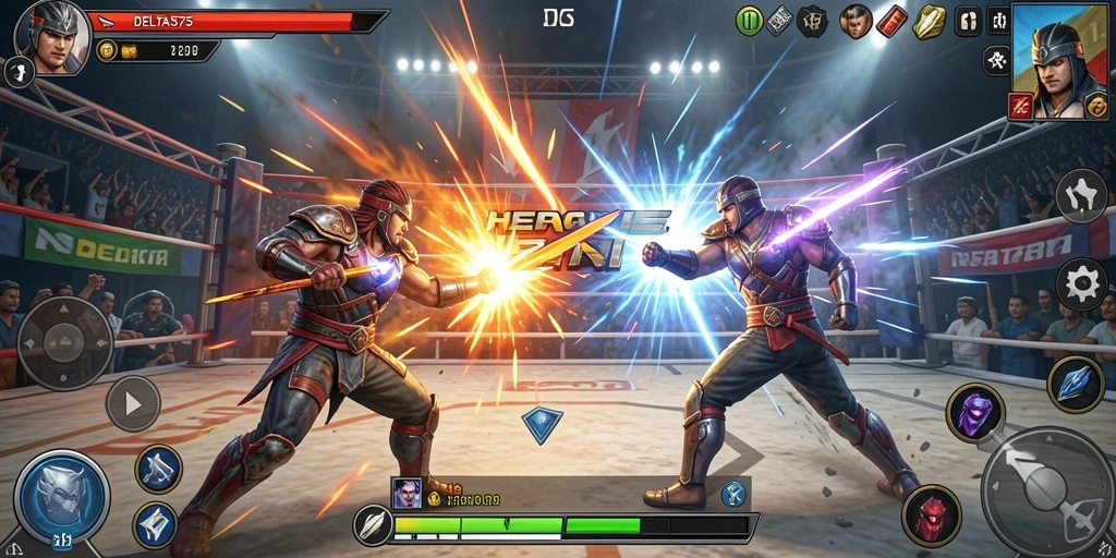 Gameplay DELTA575 dengan aksi pertarungan yang mendebarkan.