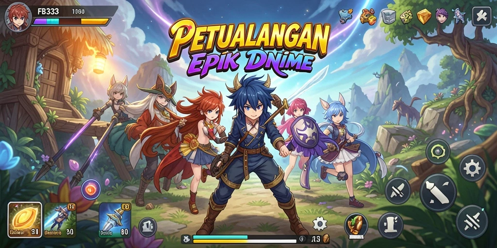 Screenshot FB333 menampilkan pertarungan karakter Anime yang mendebarkan.