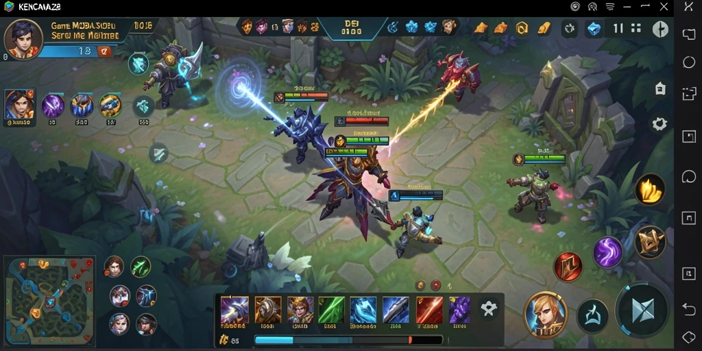 Screenshot gameplay KENCANA28 dengan karakter yang sedang bertempur