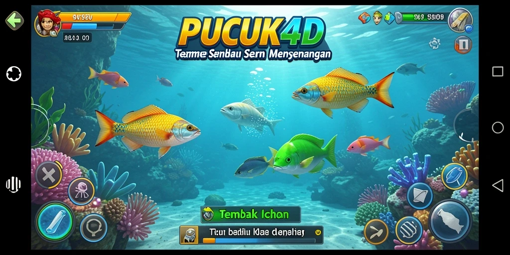Screenshot gameplay PUCUK4D menampilkan aksi seru perburuan ikan.