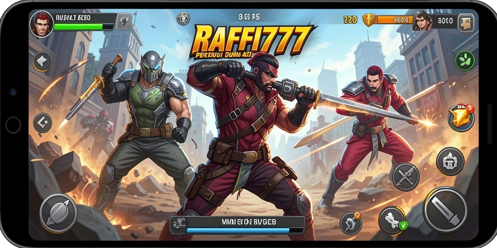 Screenshot menunjukkan aksi mendebarkan dalam game RAFFI777.