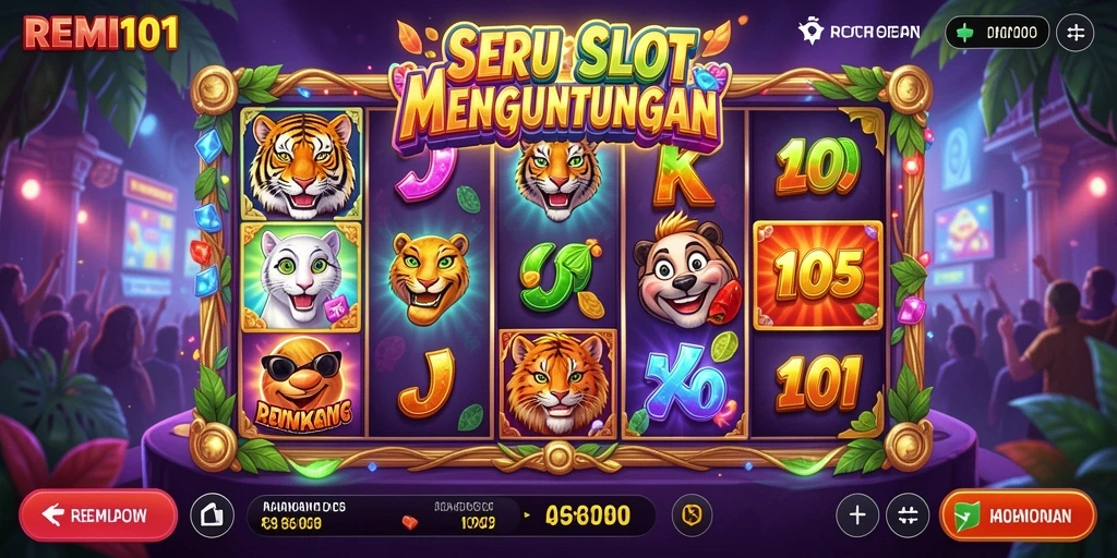 Screenshot gameplay REMI101 menunjukkan kombinasi warna cerah dan efek menarik.