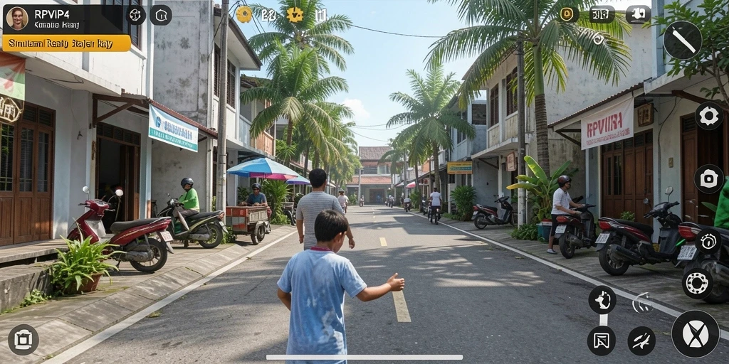 Screenshot gameplay RPVIP4 menunjukkan simulasi kehidupan yang menarik.