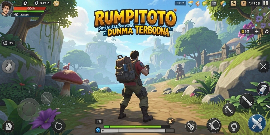 Tampilan gameplay RUMPITOTO yang menampilkan dunia terbuka yang luas.