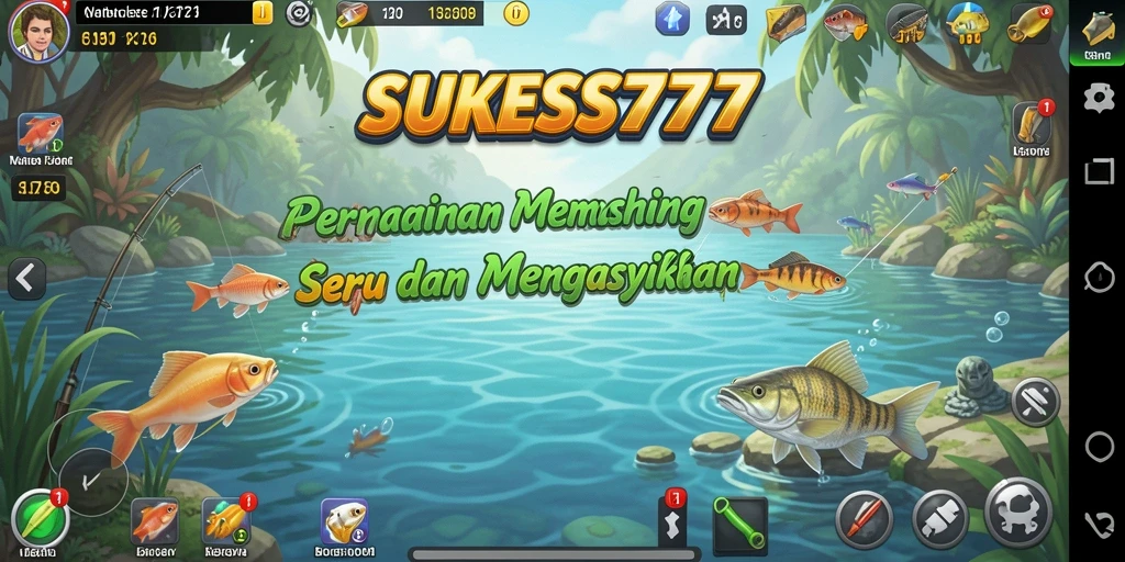 Tampilan gameplay yang seru dalam SUKSES777 saat memancing.