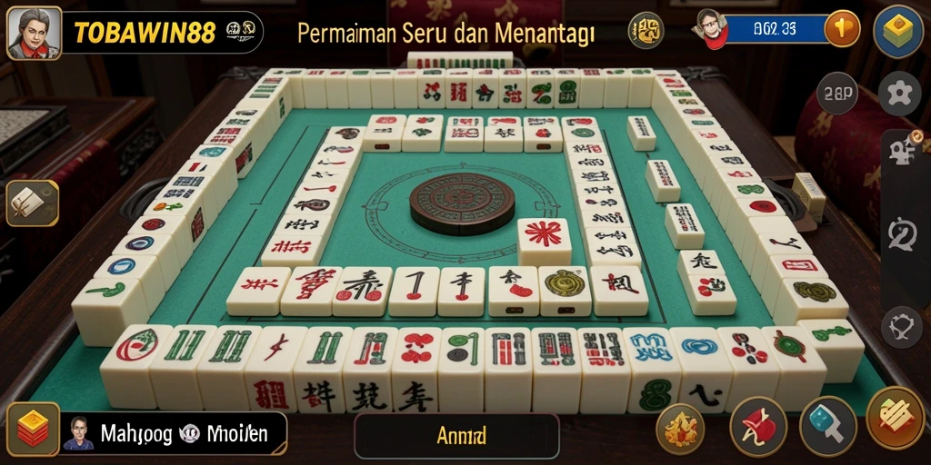 Tampilan gameplay seru TOBAWIN88 dalam permainan Mahjong.