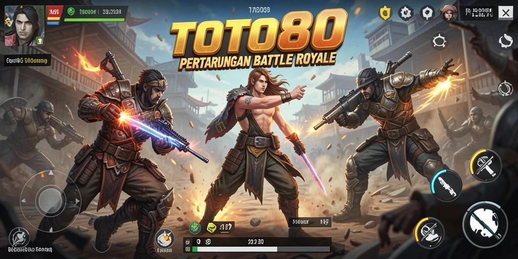 Screenshot gameplay TOTO80 menampilkan aksi pertempuran seru dalam Battle Royale.